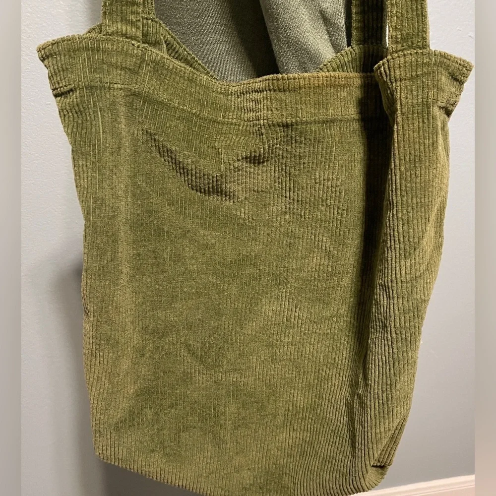 Unbranded Green Corduroy Tote Bag Purse 17x25 Shoulder Strap Boho Grunge Hippie
